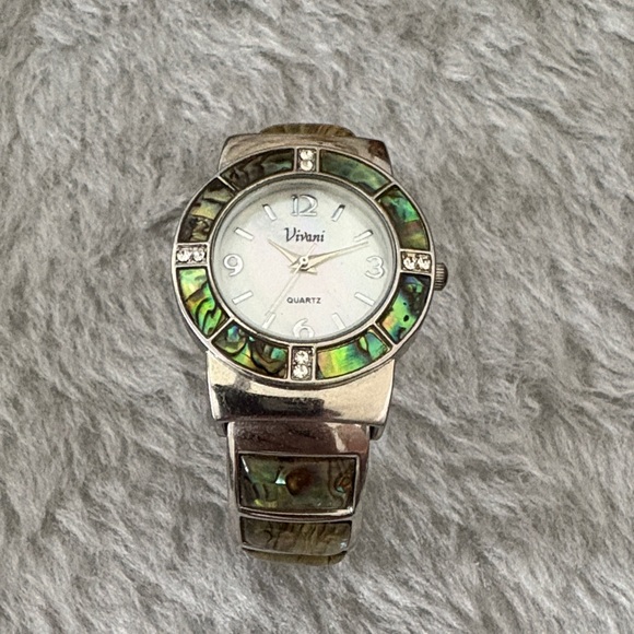 Vivani Accessories - Vivani Silver Tone and Abalone  Hinge Watch